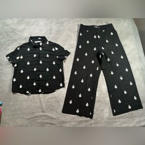 Zara Black and White Wide Leg Pants